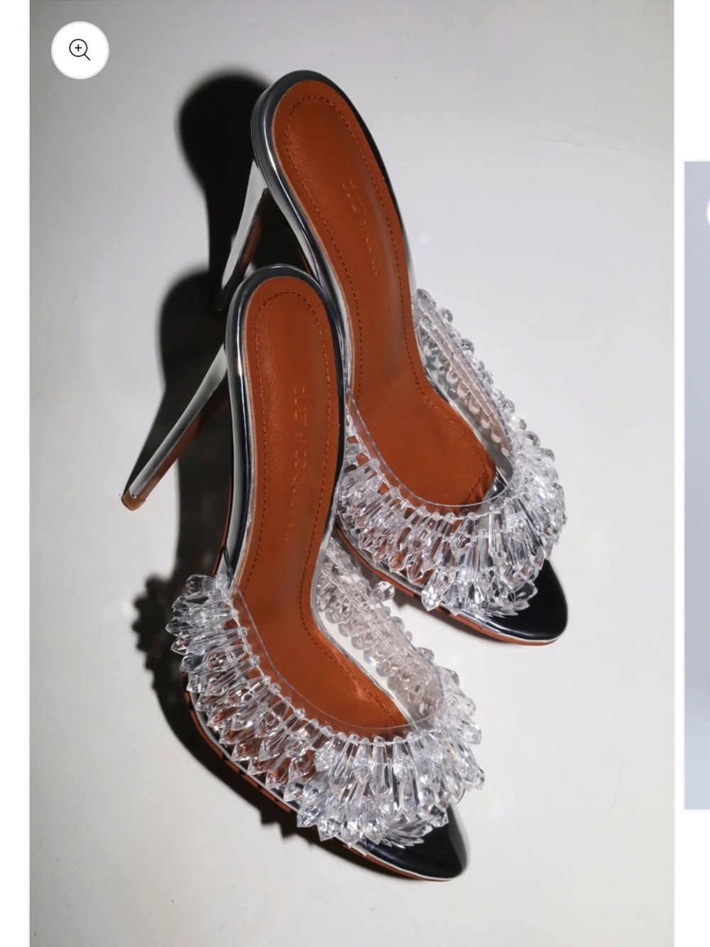 Cult of Coquette Goldie Crystal Chandelier Clear Silver Mules 8.5